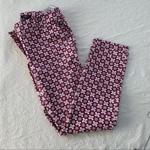 LOFT Burgundy and White Patterned Skinny Pants